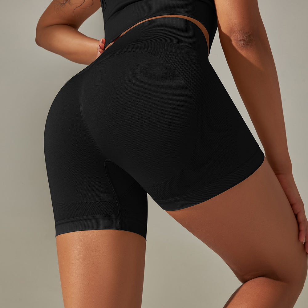 seamless peach beautiful back five-piece set pure color high waist tight jacquard beautiful back bra vest yoga pants suit