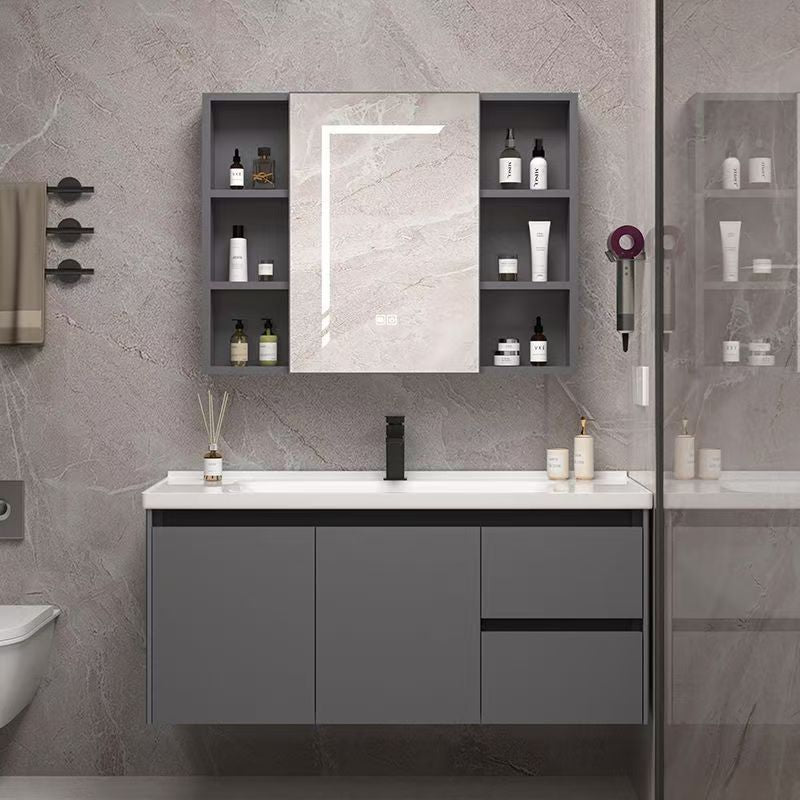 Thickened space honeycomb aluminum bathroom cabinet combination washbasin cabinet basin smart mirror cabinet washbasin basin ceramic all-in-one basin