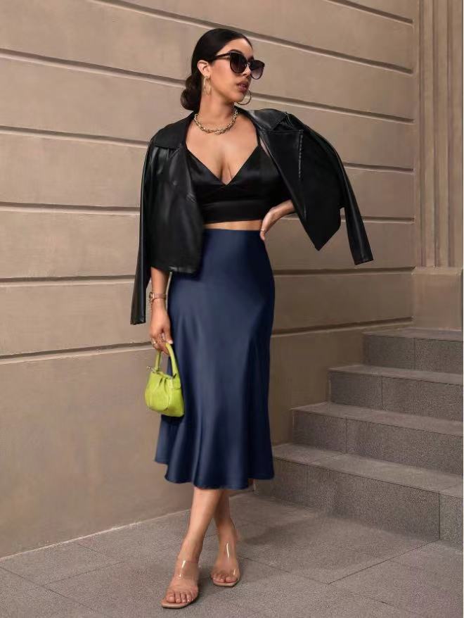 Hip-covering fishtail skirt satin satin mid-length skirt spring and summer new arrivalfashion cross-border women's clothing manufacturer direct