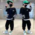 Kids' fall outfit: boys' hoodie set - spring/autumn  new arrival - faux two-piece, street style cool, big & tall kids' activewear
