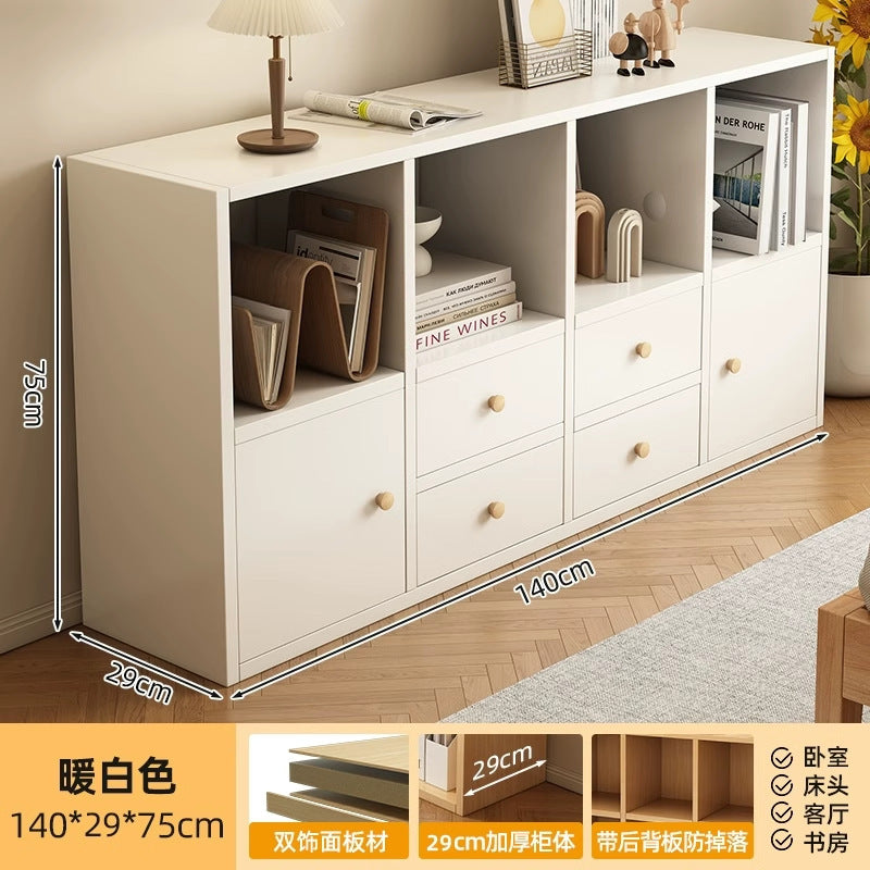 Simple bookcase all-in-one cabinet wall-mounted storage sofa side cabinet living room partition storage multi-layer storage cabinet bedside