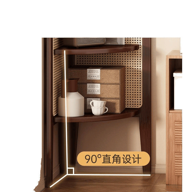 Solid wood triangular corner cabinet rattan living room screen partition study storage bedroom corner cabinet cp