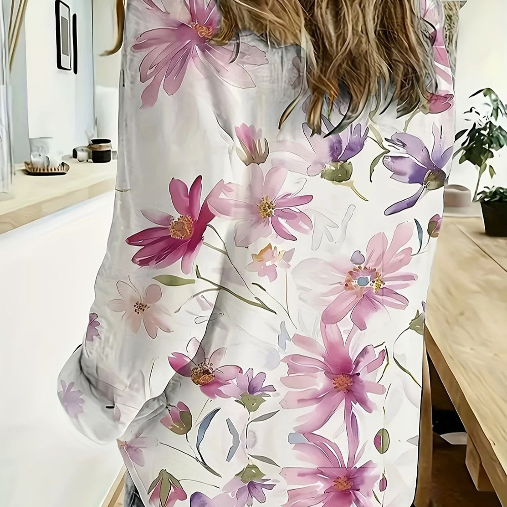 wholesale women's long-sleeved shirts, trendy all-season shirts with popular cross-border print designs, dropshipping available