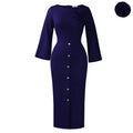 D609 cross-border fashion women's plus size round neck bodycon dress - elegant, office-ready, and african-inspired