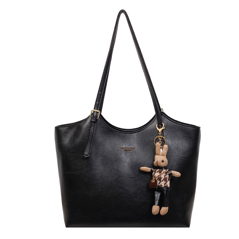 Large capacity retro bag women's high-end texture work clothing women's shoulder bag new arrivalcasualeasiest for matchpure color tote bag