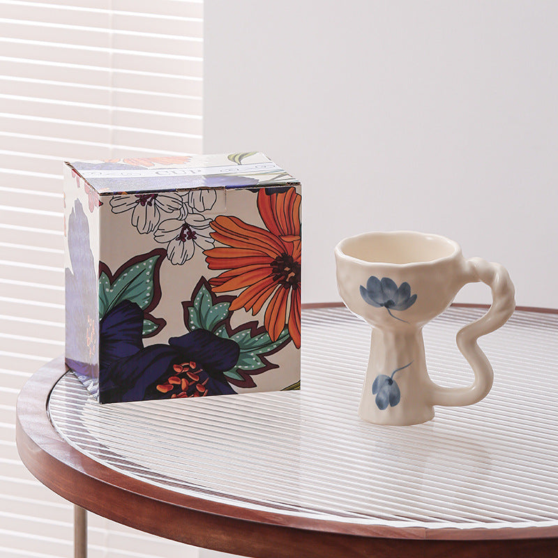 Creative niche handmade mugs, goblets, vintage ceramic coffee cups, ice cream cups, afternoon tea cups - gift box set