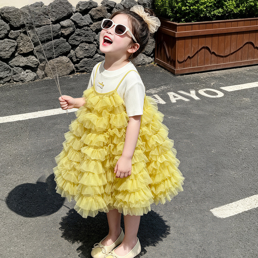 Girls'  dress - kids' sundress cake dress - baby birthday party chic girl princess dress - korean style long dress
