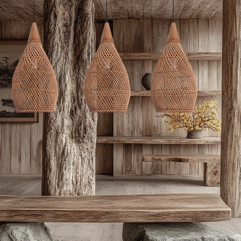 Wabi Silent Wind Retro Rattan Chandelier Personality Japanese Living Room Bedroom Restaurant Homestay Tea Room Bar Designer Lighting