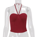 Hot-selling european and american women's spring  new arrivals: sexy, spicy, one-shoulder halter neck solid color basic inner layer top