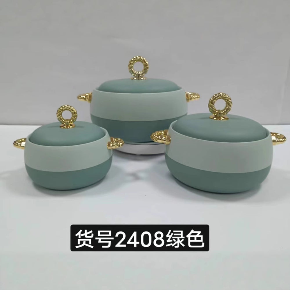 Food warmer hot selling 3pcs foreign trade thermal box 1l-2l-3.5l /set gold handle item number 2408