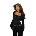 spring/summer new arrivals: european and american style women's fashion - elegant, sexy, versatile, slim-fit lace trim long sleeve top