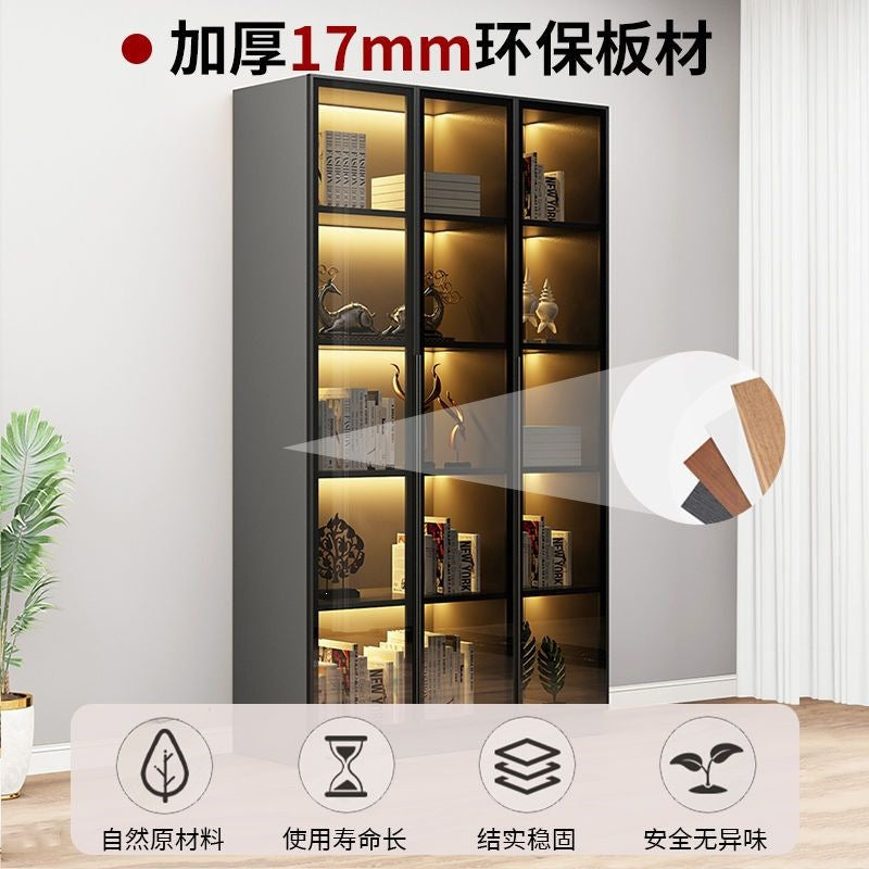 Casual glass door bookcase combination floor-standing display cabinet accessible luxury living room figure gundam storage wine cabinet
