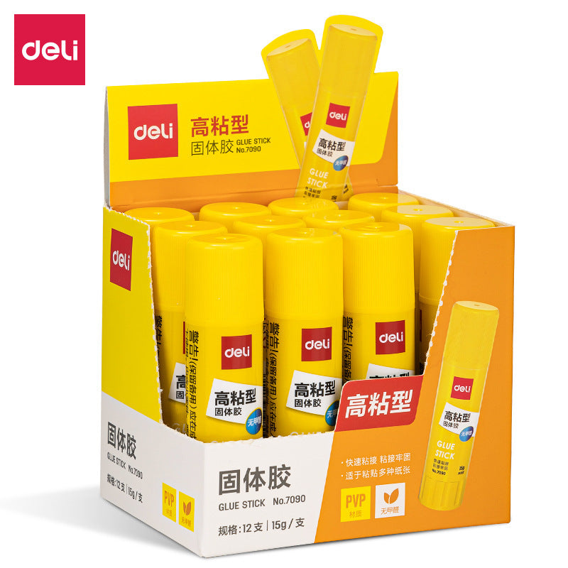 Deli 7090 solid glue high viscosity 15g glue stick, bonded solid glue student glue office stationery wholesale