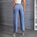 Women's black star denim jeans - new casual, edgy street style wide leg high waist washed jeans
