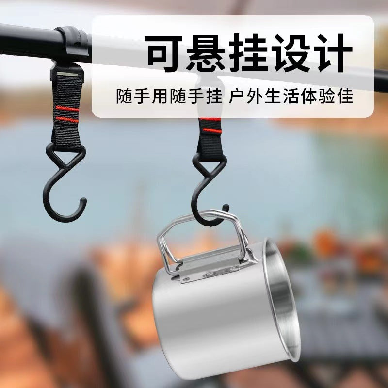 304 stainless steel outdoor folding cup - portable cup with handle, camping mug with hanging loop, outdoor camping cup