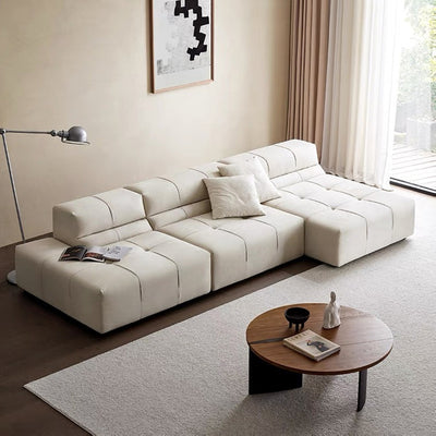 Modern italian cream style modular sofa scandinavian style casual small apartment living room concubine frosted fabric