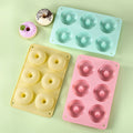 Food-grade 6-cavity silicone donut mold - macaron color round donut baking tool for cookies and pastries