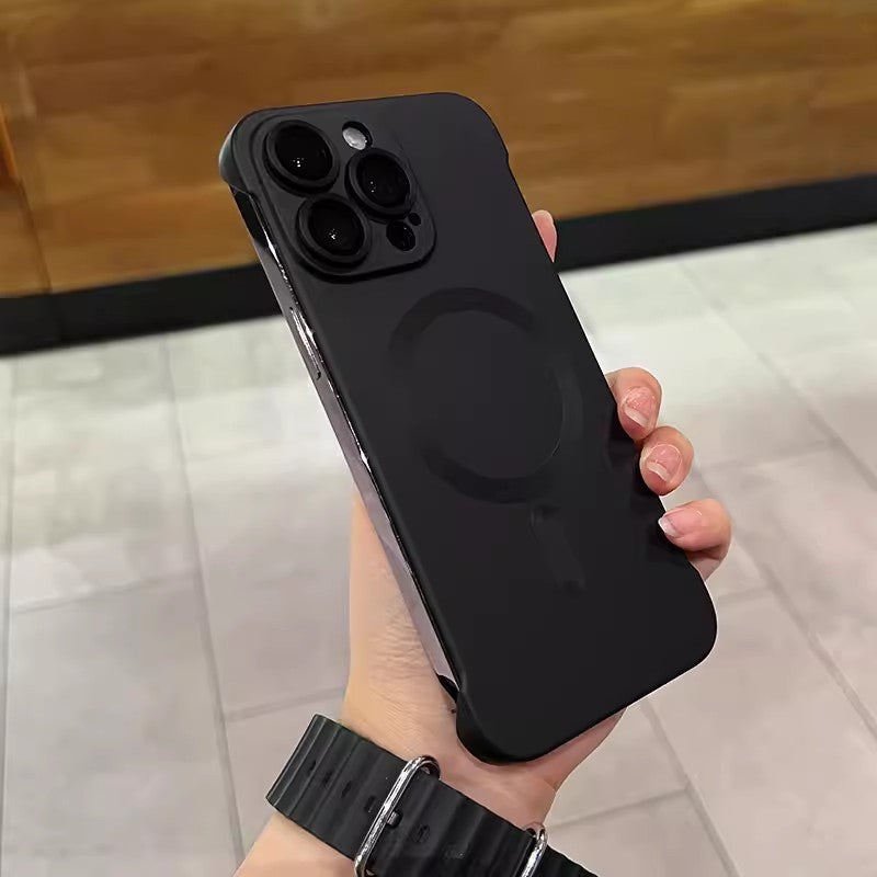 Ultra-thin frameless metallic paint magnetic suction suitable for iphone17pro mobile phone case apple 15 lens film protective cover