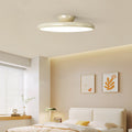 Raw wood style milky white double-layer round ceiling light with walnut wood base - ideal for condo apartments, b&bs, and kids' bedrooms