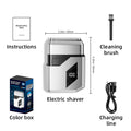 men's electric shaver - digital display, mini reciprocating, magnetic attachment, triple blade head, portable razor
