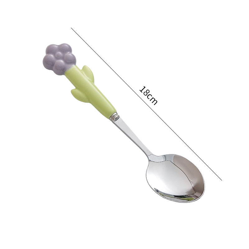 Creative stainless steel cutlery with ceramic handles - kids' dessert forks, multi-purpose western dinnerware, sunflower steak knife