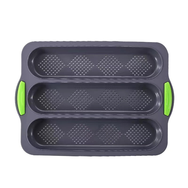 New in stock silicone bench three-slot baguette bread baking pan diamond grid cake mold for home dyi baking