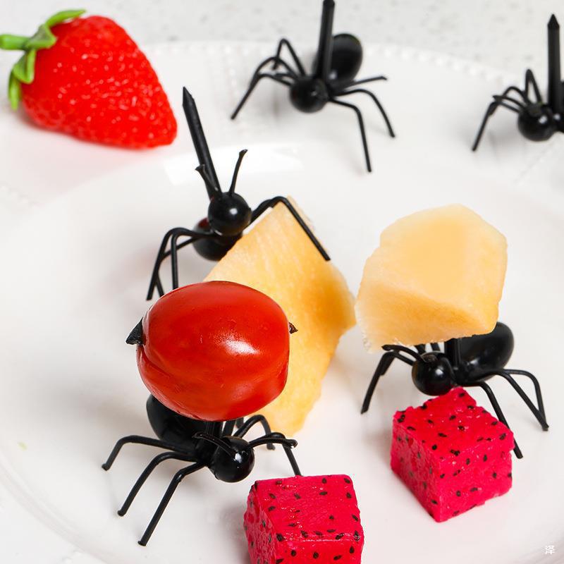 Hard-working ant moving fruit forks 12-piece set, ant toothpicks bento picks, party cake inserts dessert forks