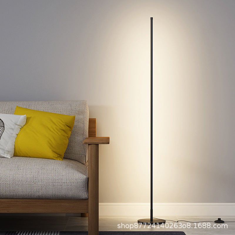 Minimalist light luxury long nordic bedroom bedside living room standing floor lamp casual modern atmosphere line remote control lamp