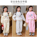 girls' spring/autumn tracksuit set - cartoon lace trim, outdoor two-piece korean style kids' clothing