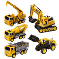 Kids' large construction vehicle set - excavator, mixer truck, bulldozer, dump truck, crane - toy car gift for boys