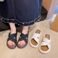 Trendy platform slides for women - summer 2024 new arrivals: fashionable crossover design, elegant chunky sole, perfect for summer outings