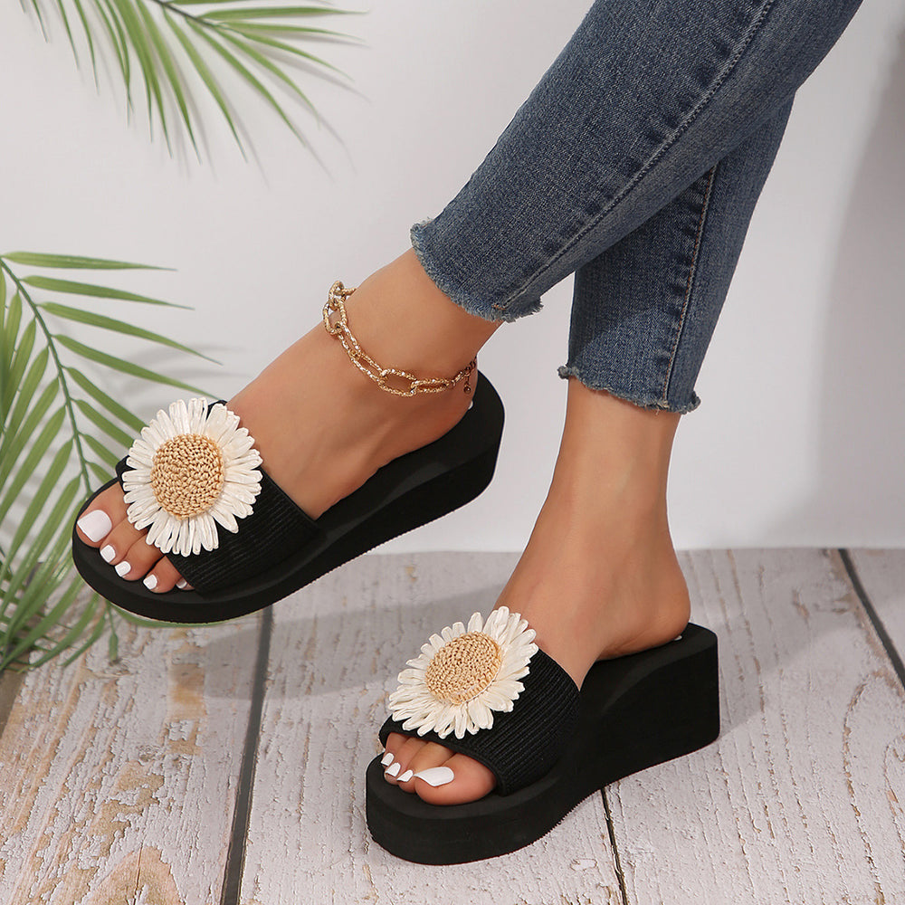 plus sizesummernew arrival home indoor and outdoor foam slippers women's platform heel sandals casual beach shoes