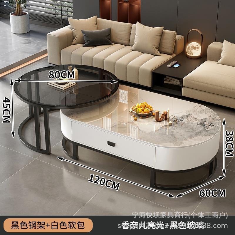 Coffee table living room for homeaccessible luxury oval modern casual type popular glass small tea table slate small apartment accessible luxury