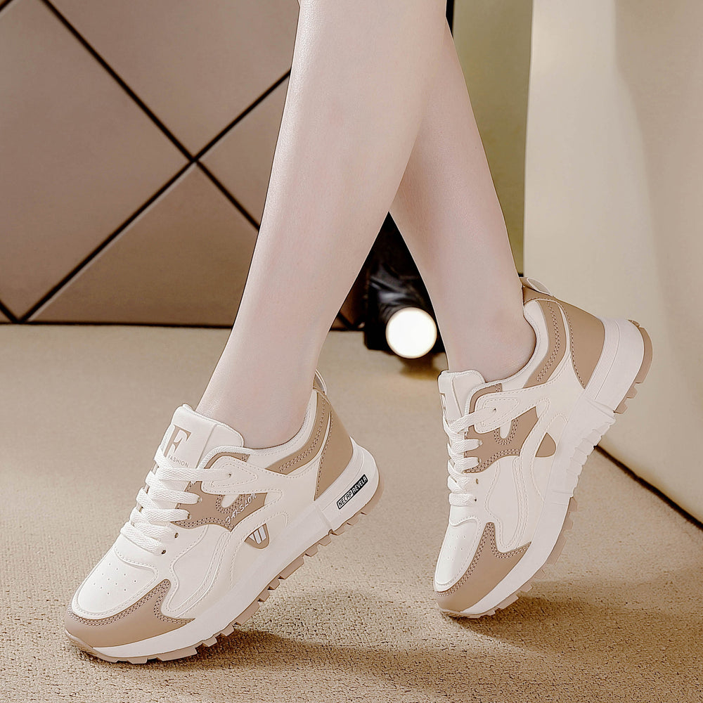 2025 fashion all-season new argan shoes women's wear-resistant athletic shoes leather breathable korean style versatile casual chunky sneakers