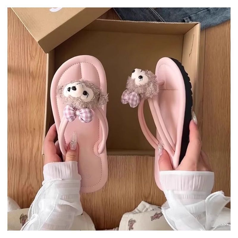 Little fairy cartoon cute shirley rose flip flops women's summer outwear 2025new arrivalsummerthick sole flip flops
