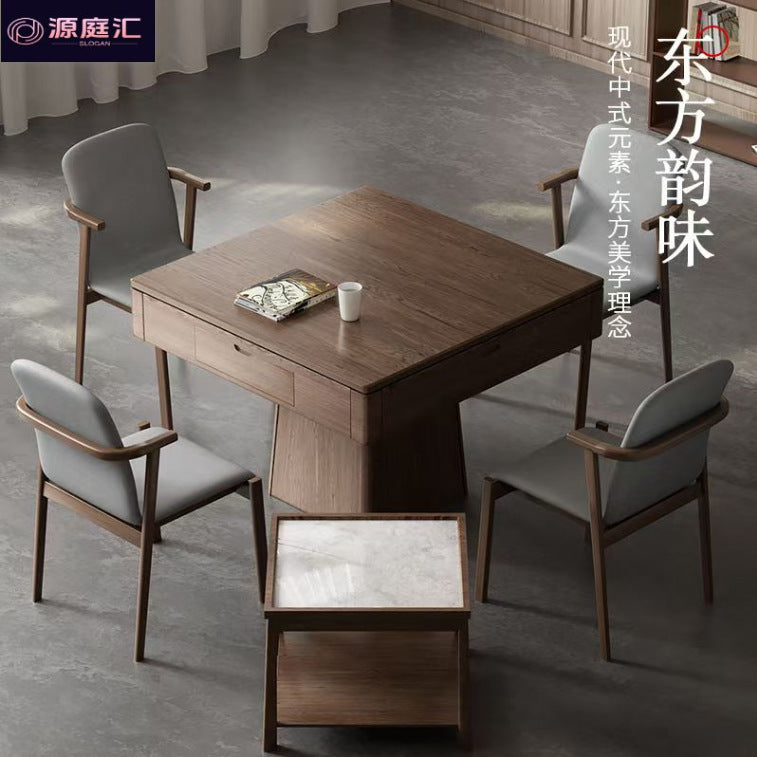 New chinoiserie solid wood mahjong machine solid wood dining table all-in-one dual-purpose multi-function fully automatic for home all-in-one machine mahjong table