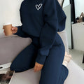 fashionembroider hooded sweatshirt suitloose drop shoulder drawstring wide leg sweatpants two-piece set