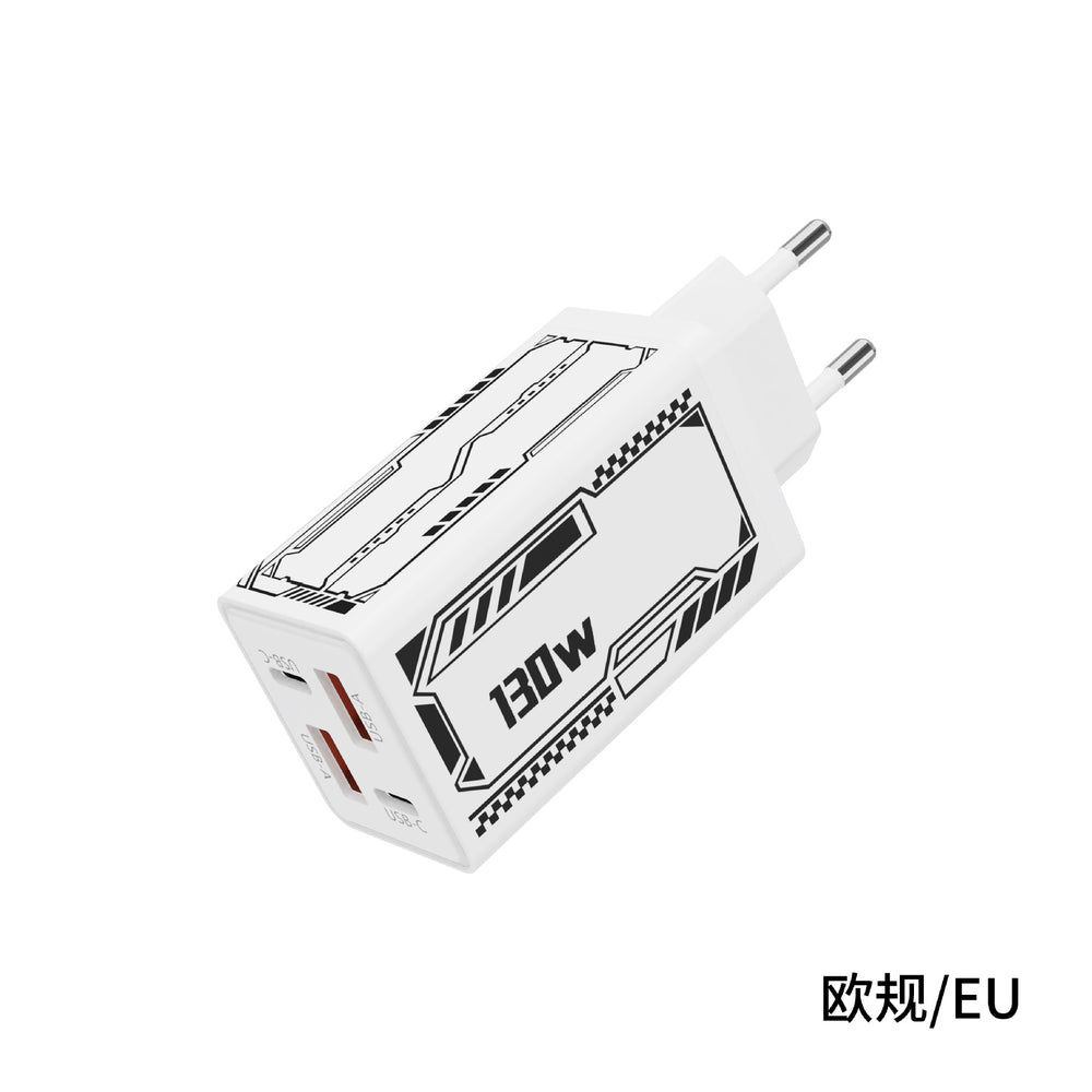 130w multi-port charger 2usb+2pd mecha plug suitable for apple huawei us standard european standard charger