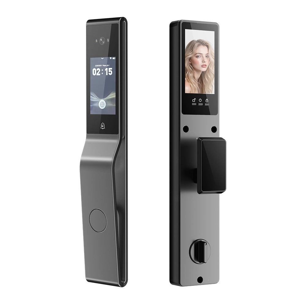 exclusive ai multi-language dual-screen smart door lock tuya app face recognition high-definition doorbell villa security