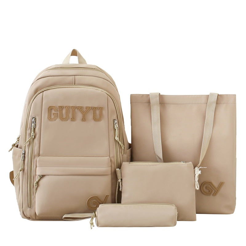 Primary and secondary school students schoolbag backpack cute cartoon campus four-piece schoolbag casual large-capacity outdoor backpack