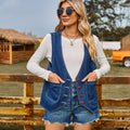 Fashion cross-border  new arrival denim vest waistcoat fashion heart button trendy denim sleeveless vest for women