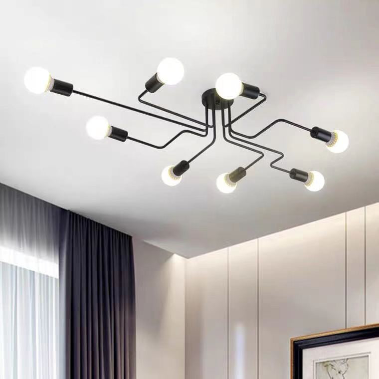 Nordic American simple modern living room wrought iron industrial wind ceiling light study bedroom dining room clothing store led light