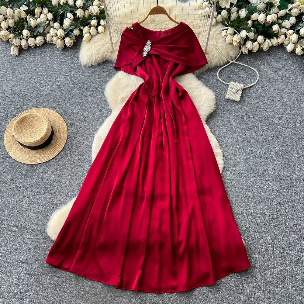 Sophisticated french style red sleeveless dress - women's spring/summer slimming a-line dress - elegant red dress
