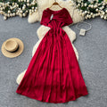 Sophisticated french style red sleeveless dress - women's spring/summer slimming a-line dress - elegant red dress