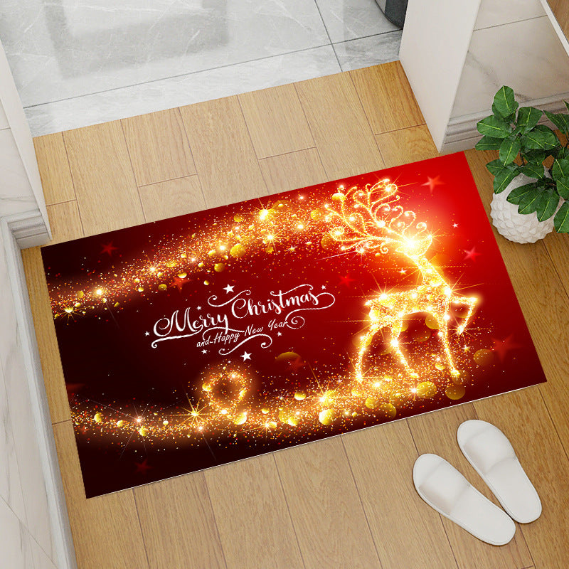 Red christmas floor mat - santa claus & christmas tree coral fleece entrance mat for home & bar