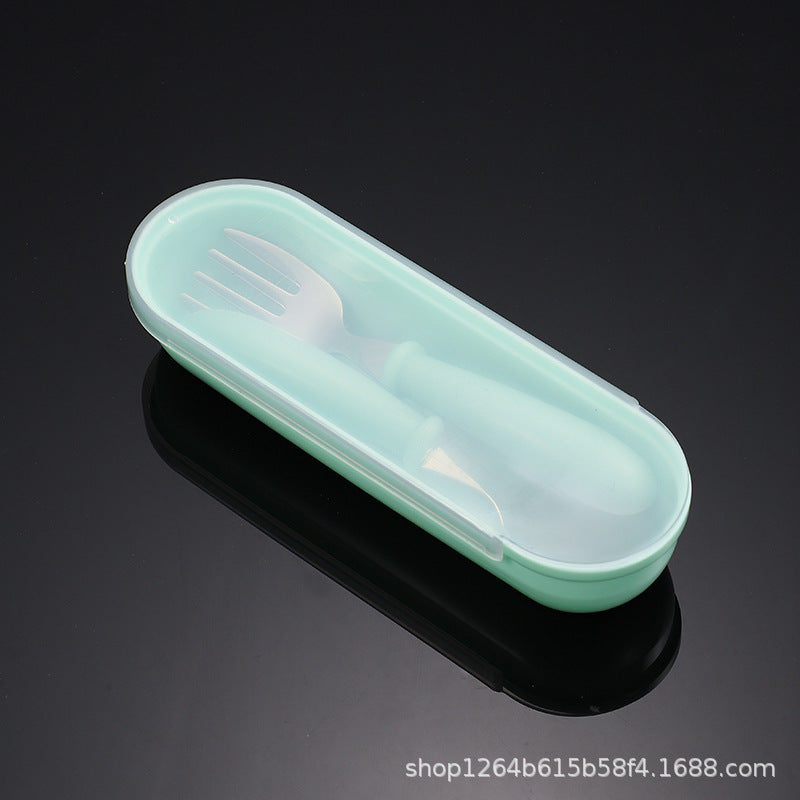 Cross-border 304 stainless steel children's tableware spoon fork box three-piece set baby tableware maternal and infant gifts fork and spoon