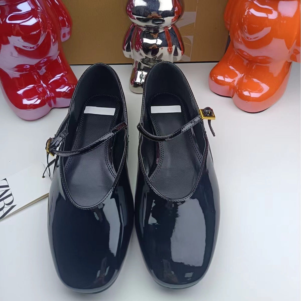 Za women's flats - 2024 summer new collection - bright red patent leather mary janes - ballet flats - women's shoes