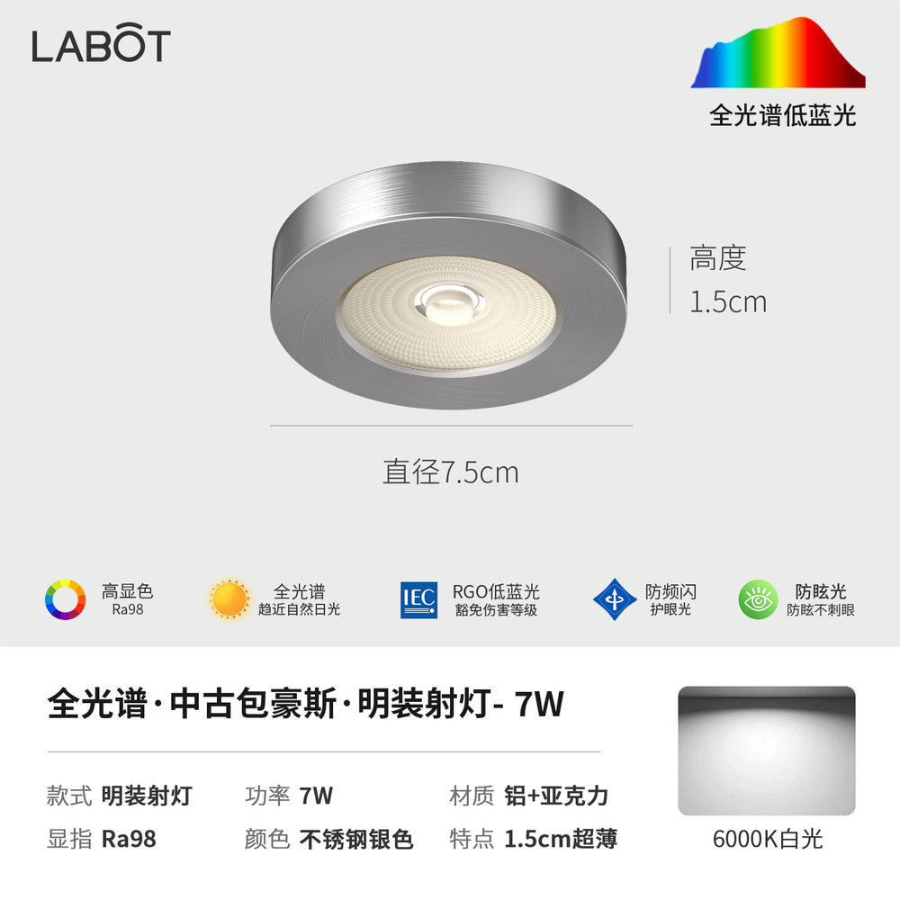 Bauhaus minimalist aisle corridor ultra-thin surface-mounted downlight spotlight retro industrial style anti-glare ceiling fixture (no main light)