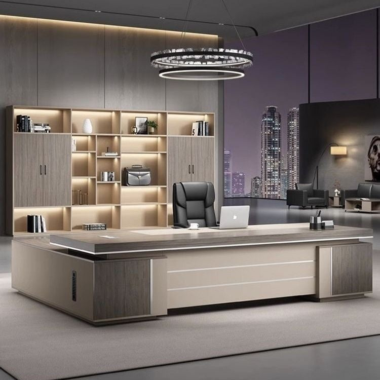 Luxury executive desk and chair set - modern minimalist ceo desk for managers and executives - leadership office computer desk