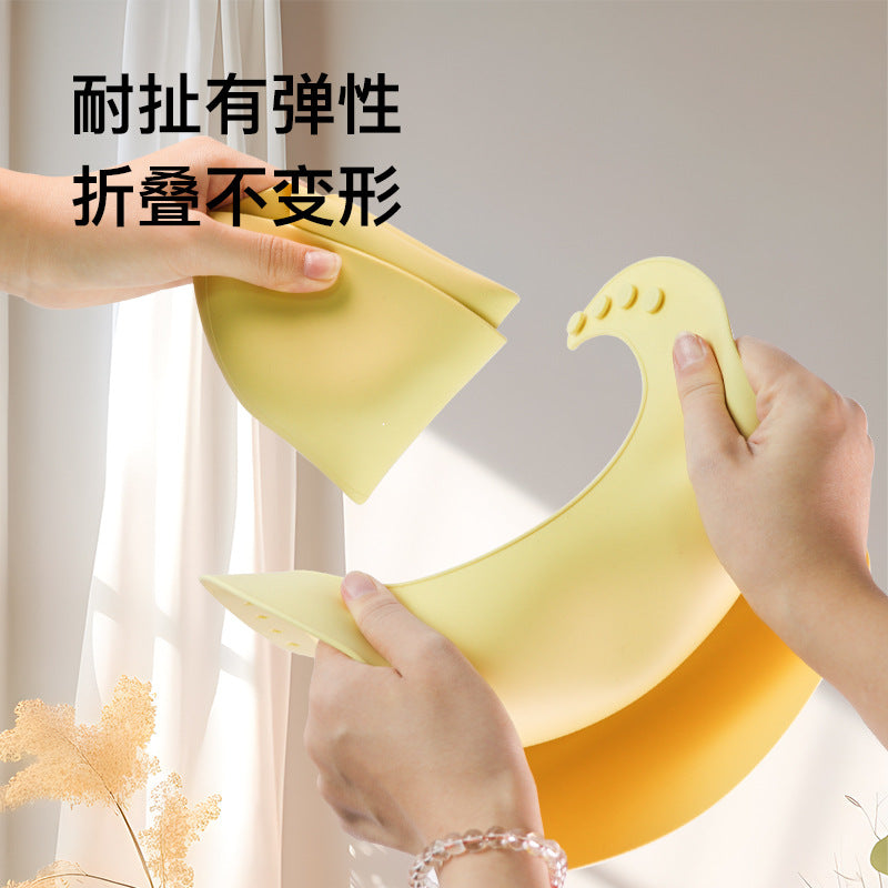 Baby three-dimensional silicone bib bib baby solid color leave-in saliva pocket waterproof and anti-dirty children's complementary food rice pocket